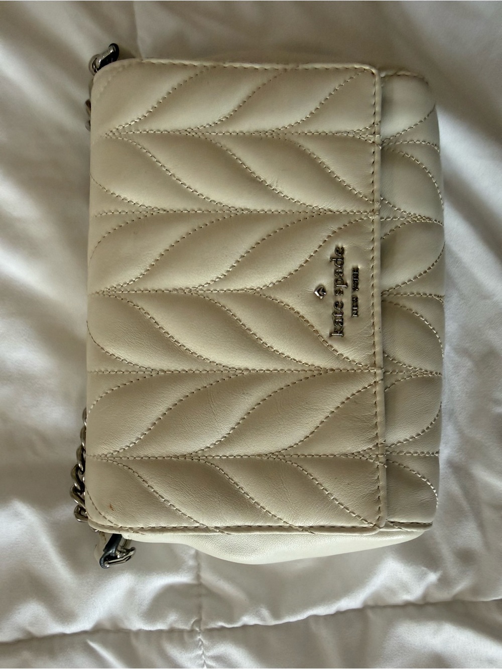 kate spade cream quilted leather crossbody with chain strap